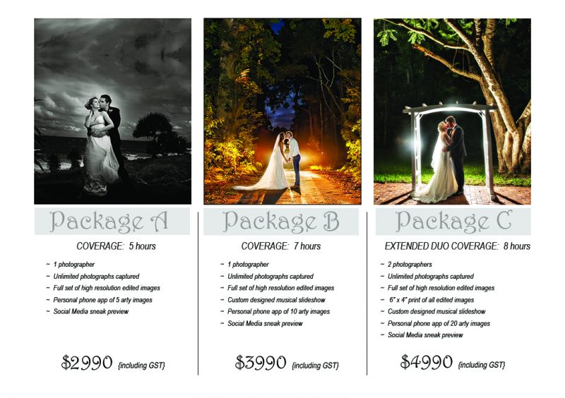 Wedding photography packages